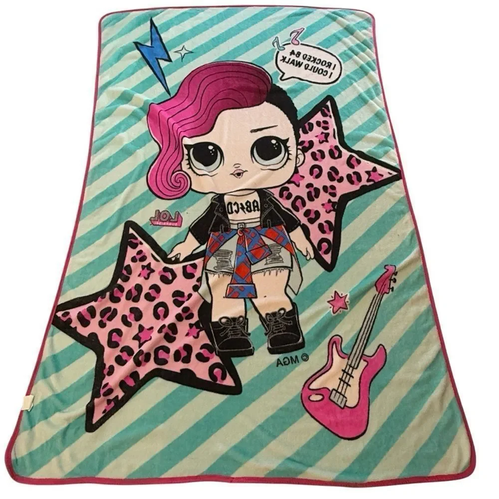 LOL Surprise Rocker Plush Twin Blanket Pink Blue 86” x 57”